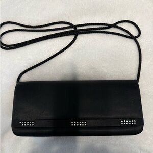 Chic Black Clutch with Rhinestone Detailing